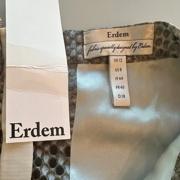 ERDEM Ari snake printed pencil skirt w/ blue lace panel, silk lining - US 8 - Picture 11 of 15